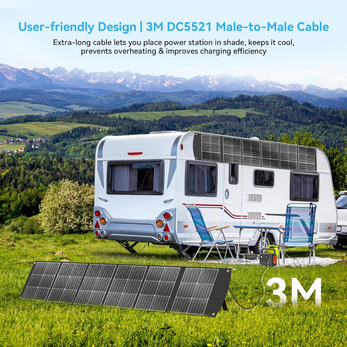 Maleta portátil con Panel Solar de 300W, Cable MC4 de 40V, XT60 DC...