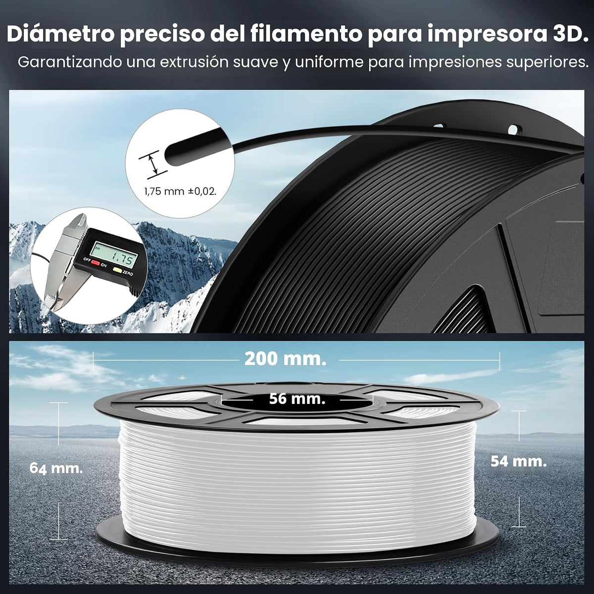 SUNLU - Filamento PLA de 1\/16 pulg (1.75 mm) apto para la mayoría...