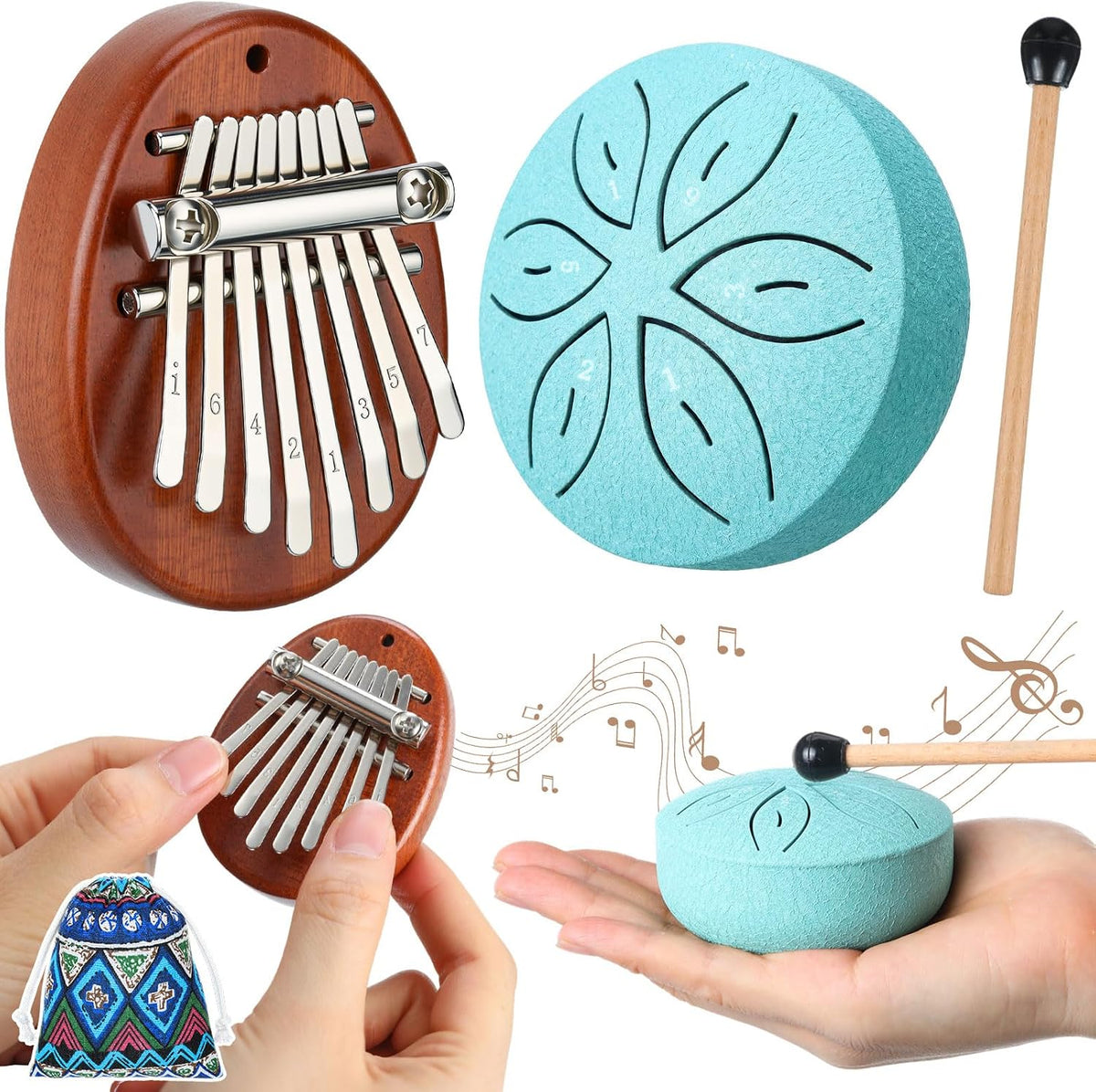 Maasechs Mini instrumentos musicales, mini piano de pulgar Kalimba...