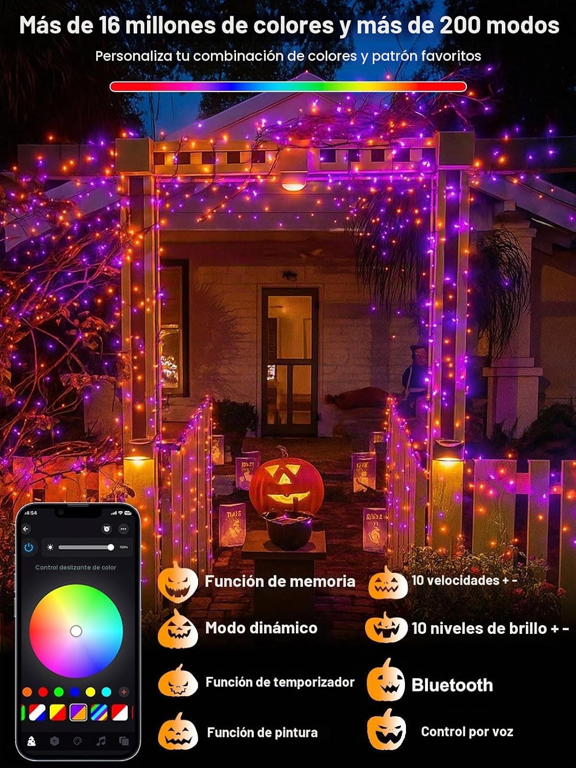 200 LED Smart RGB Color Cambio de Luces de Cadena APP y Control Rem...