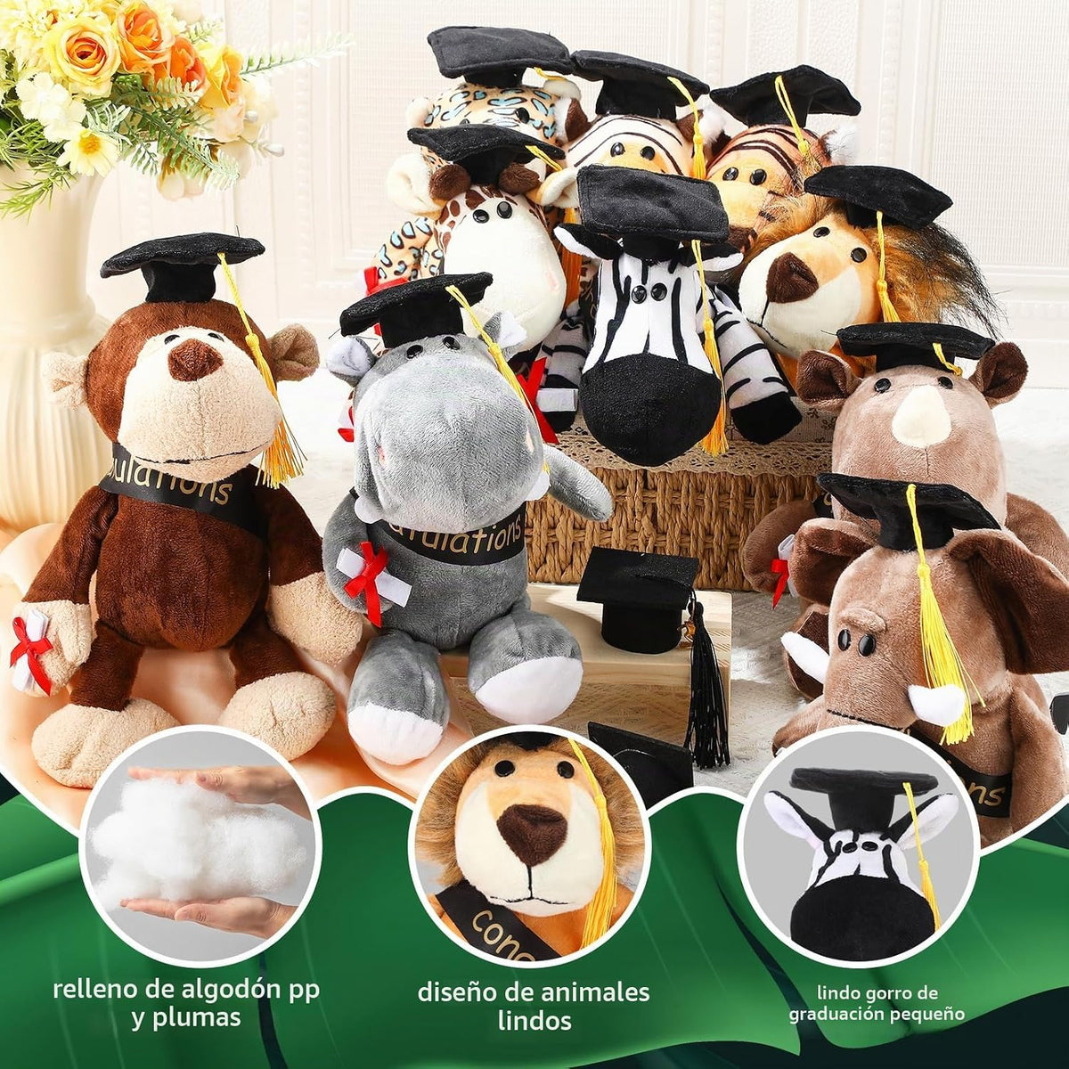 HyDren Juguetes de zoológico de peluche de animales de safari de 9...