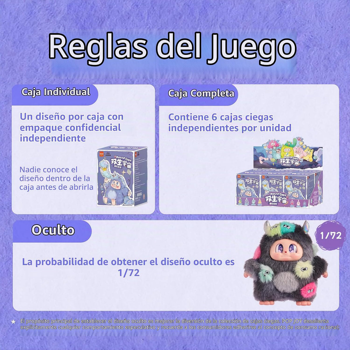 POP JOY Peluche Blindbox Monster Cupa - Llavero de peluche (al azar...