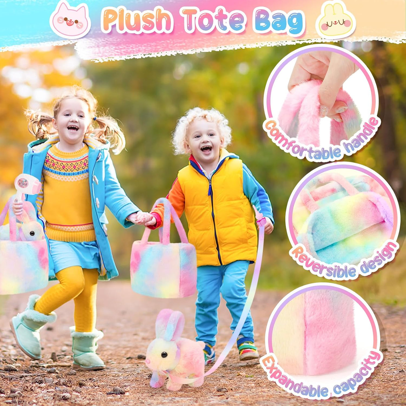 NINAOR Juguetes interactivos de peluche para niños con bolsas de ma...