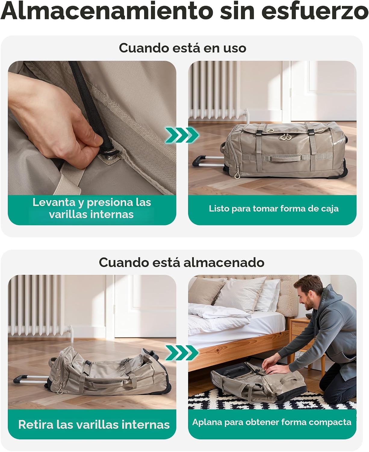 BAGSMART - Bolsa de lona con ruedas, bolsa de viaje para hombres, r...