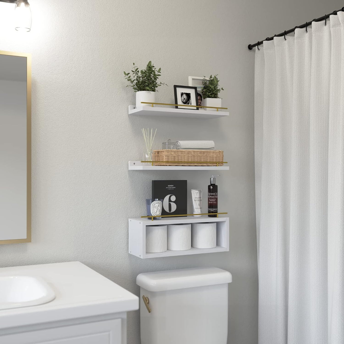 WOPITUES Estantes flotantes para pared con estante de cubo, estante...