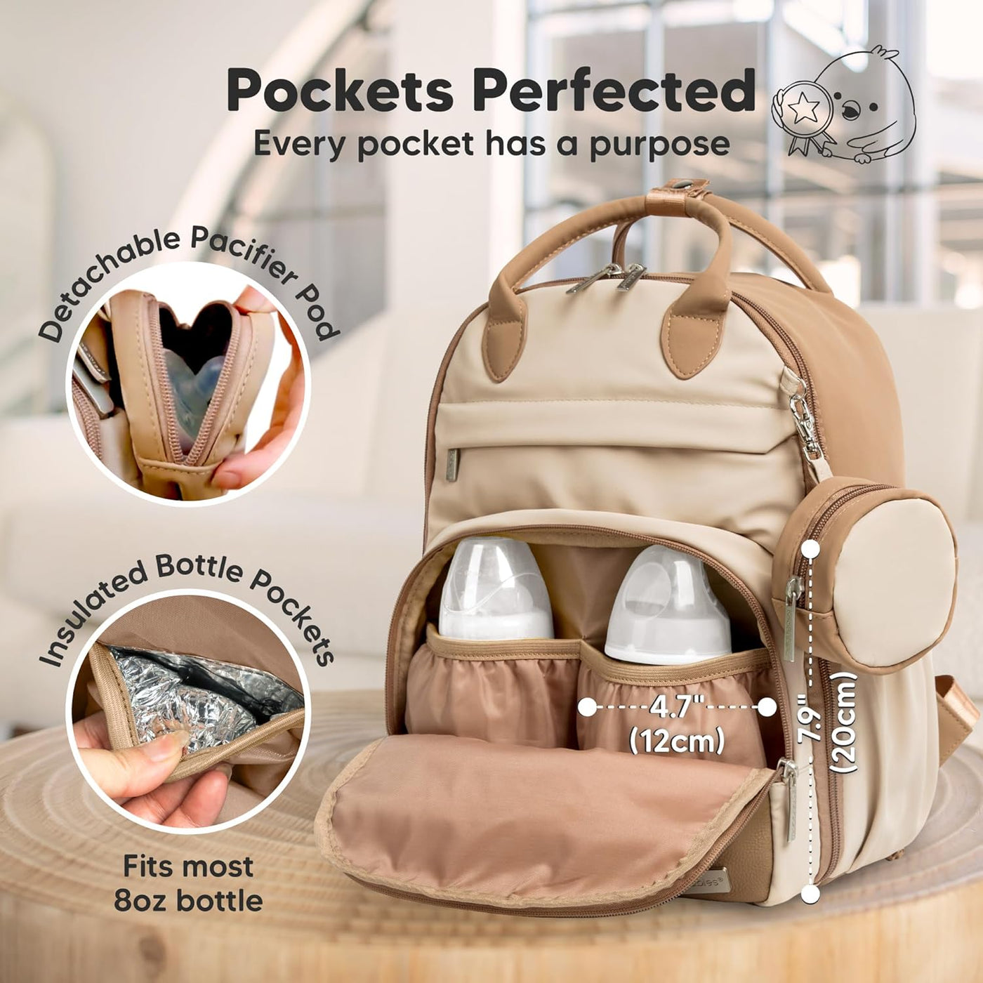 KeaBabies Mochila para pañales, bolsa de viaje para pañales (café,...