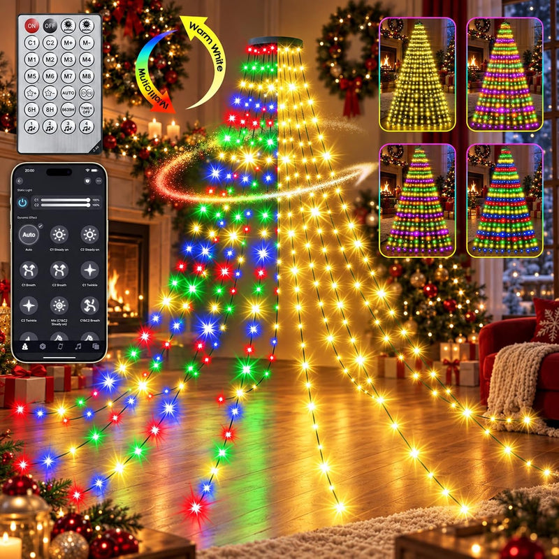 Anillo de 30 modos de luces para árbol de Navidad para interiores y...