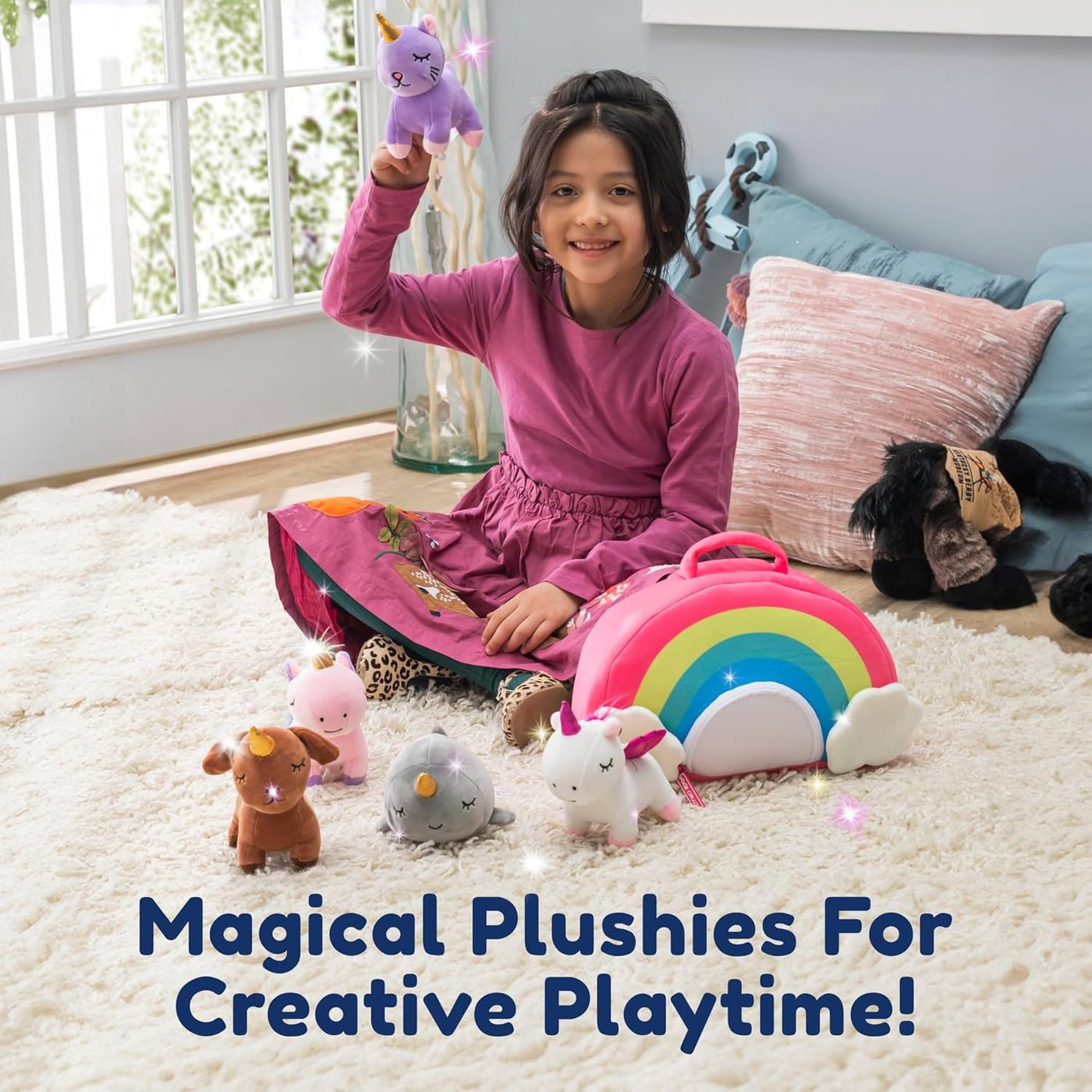PixieCrush Juego de animales de peluche de unicornio, 5 juguetes de...