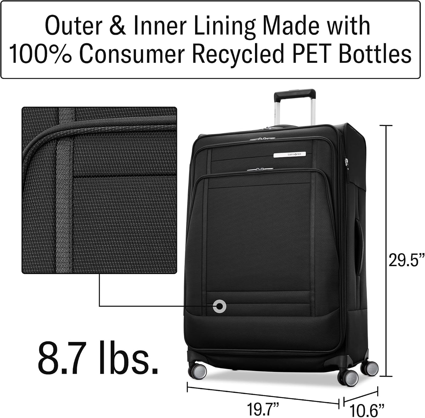 Samsonite UpLIFT Equipaje Liviano de Lado Blando Expandible, Negro