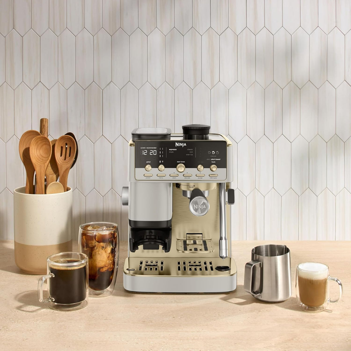Ninja Luxe Café Mini Plus con AutoFroth, hueso y champán exclusivos...