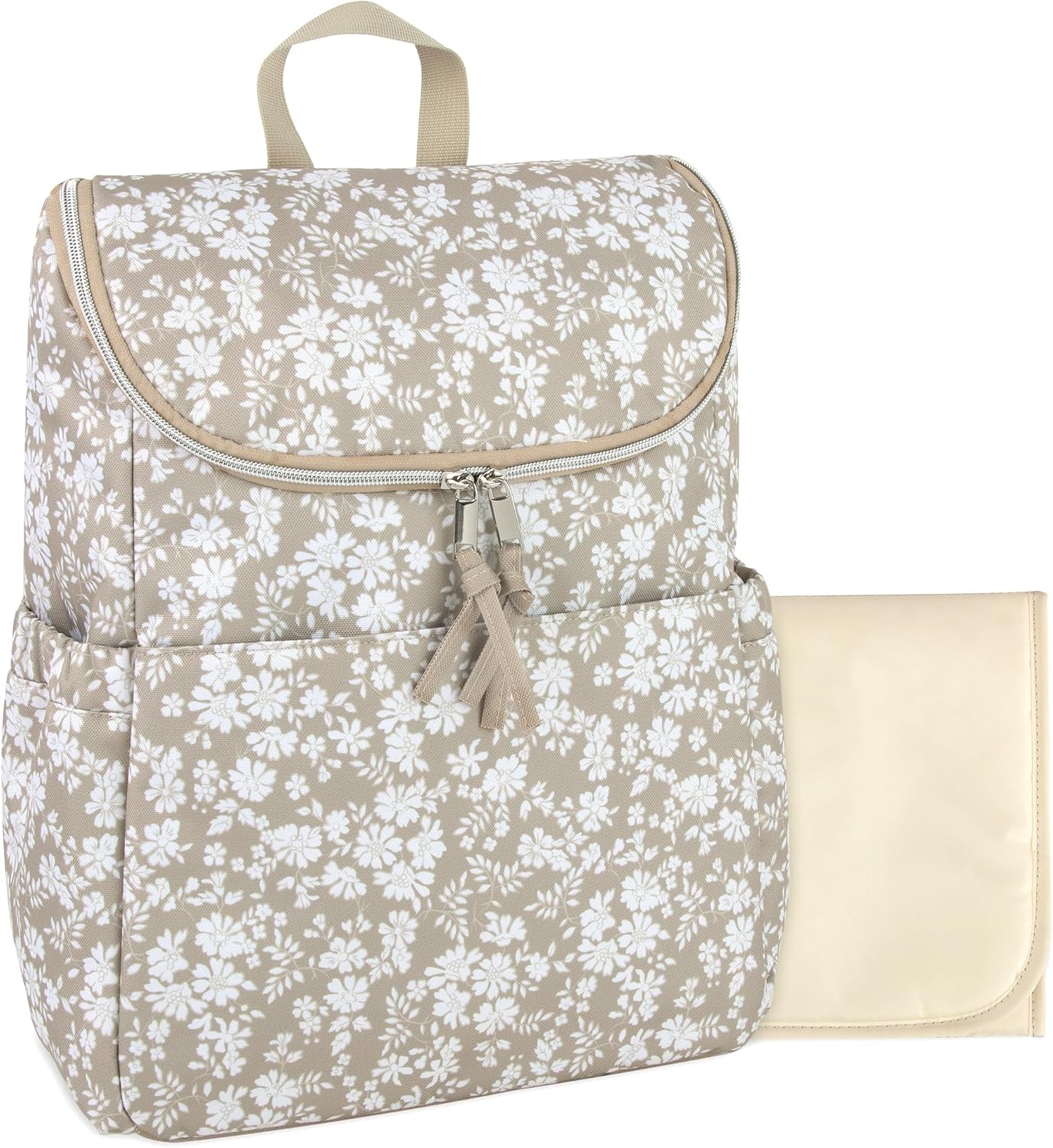Mochila multifuncional floral para pañales y bolsa de viaje para be...