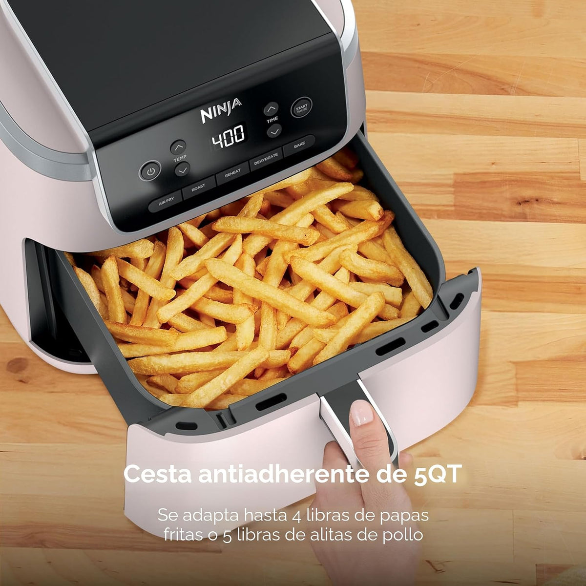 Ninja Air Fryer Pro, 5 cuartos de galón, 5 en 1, rosa claro, AF142P...