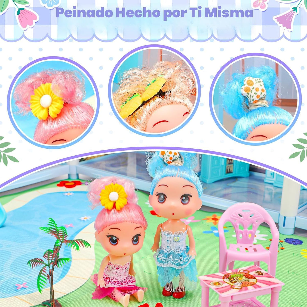 Casa de muñecas AmiDear con 4 pisos y 11 habitaciones, juego de cas...