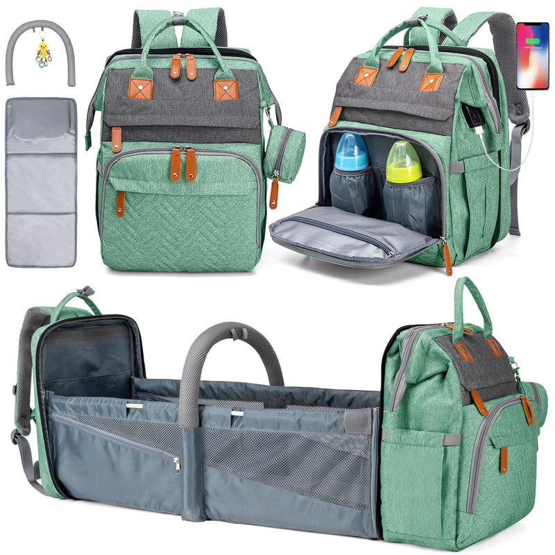 KABAQOO Mochila para pañales con estación de cambio desmontable, bo...