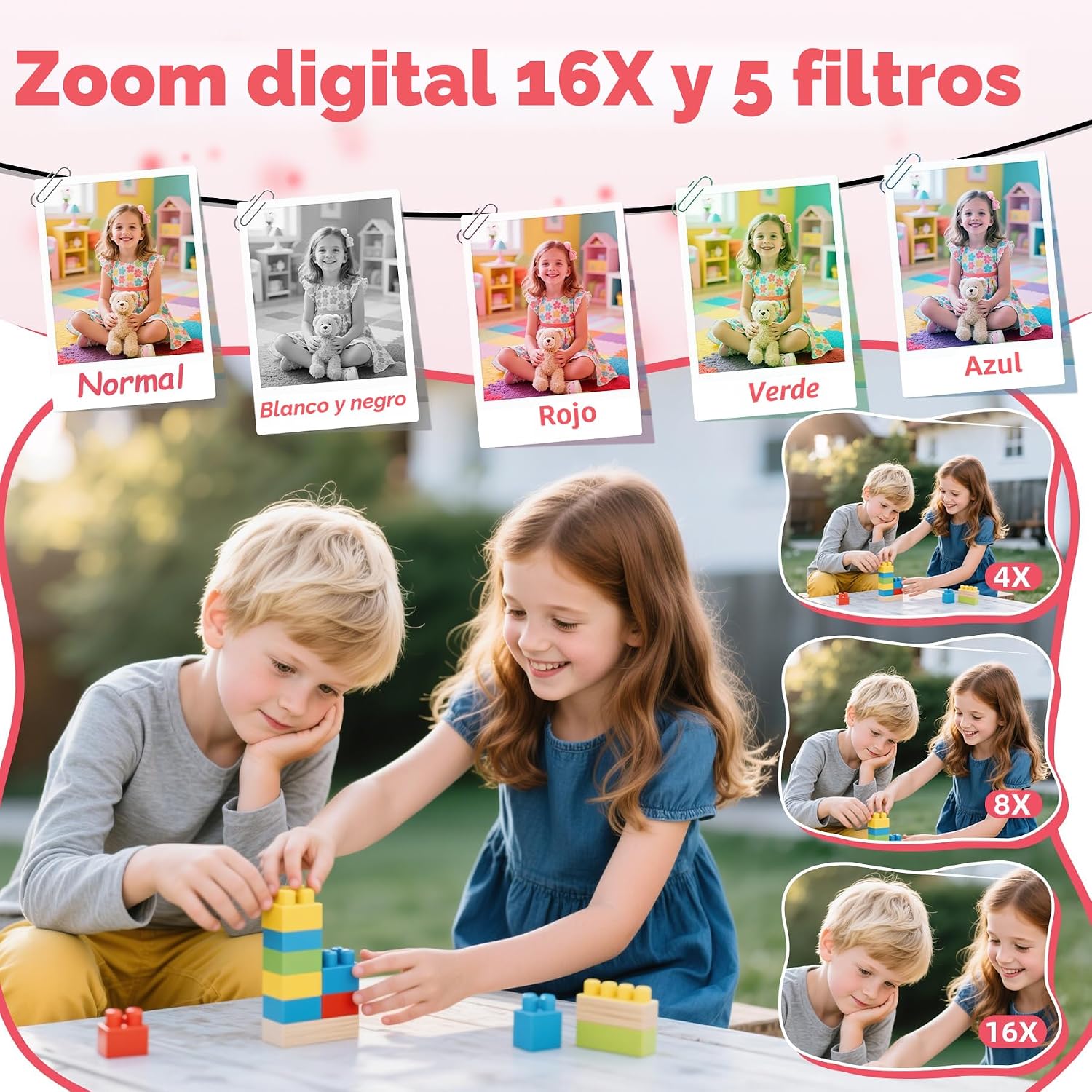 Cámara digital, cámara digital FHD para apuntar y disparar con zoom...