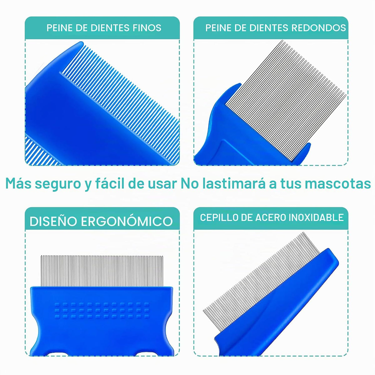 Jigfew Paquete de 5 peines para pulgas y piojos, peines de aseo de...