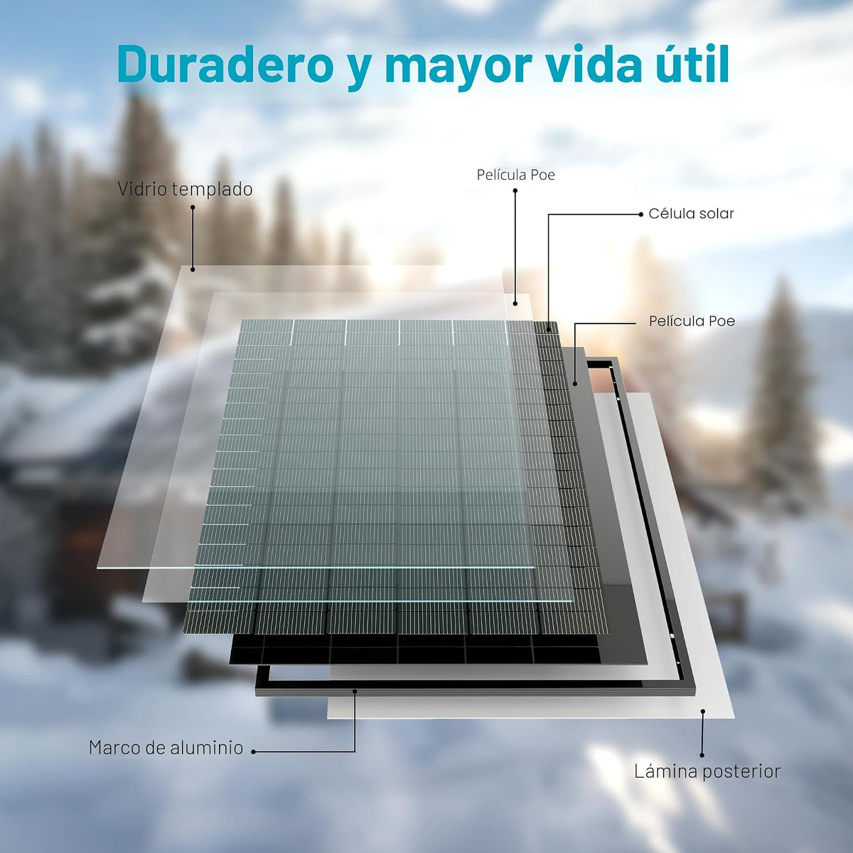 JJN Bifacial 2 paneles solares tipo N de 425 vatios, total 850 W, U...