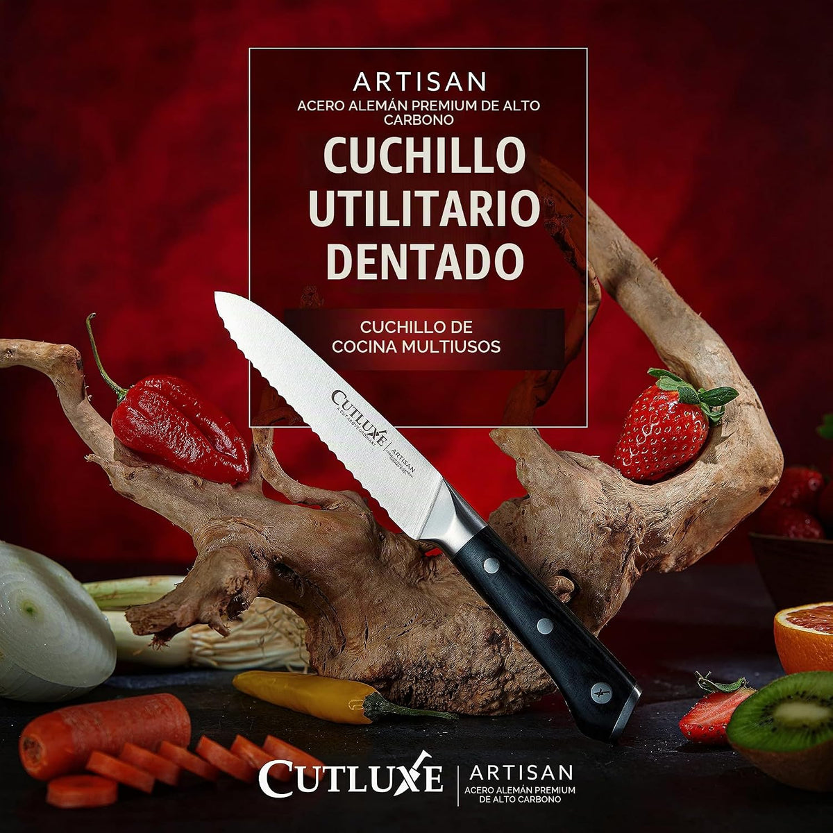Cutluxe Cuchillo de Utilidad de Cocina \u2013 Hoja Dentada Ultra Af...