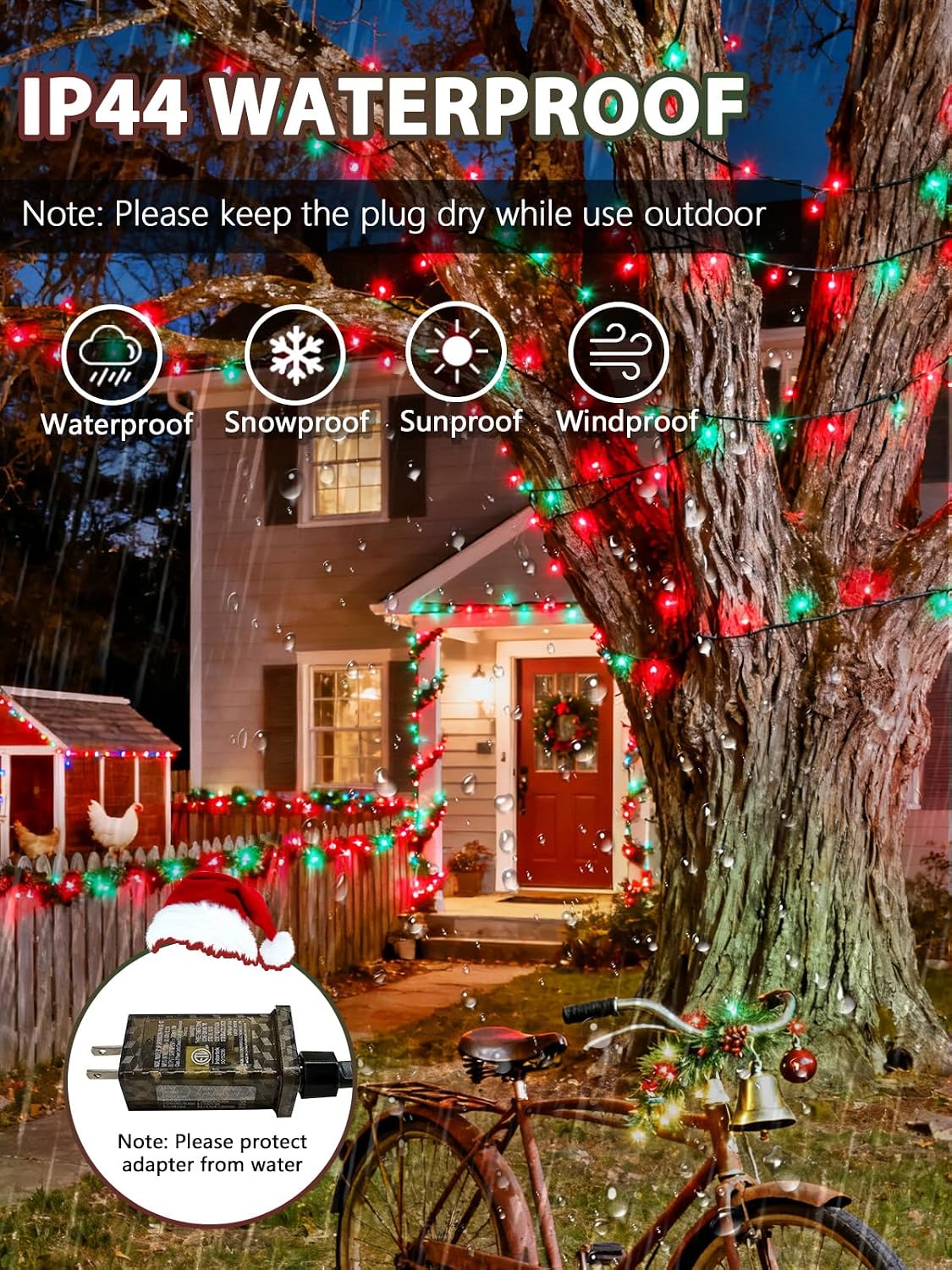 Guirnalda de luces navideñas de 300 LED, 99 pies, controladas por v...