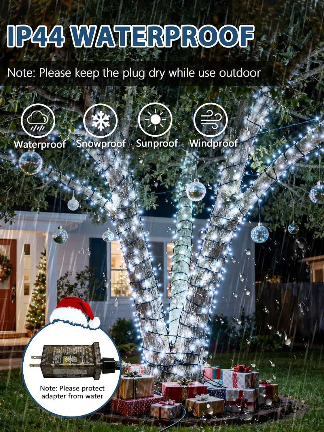 Luces de Navidad controladas por voz con control remoto, cadena de...