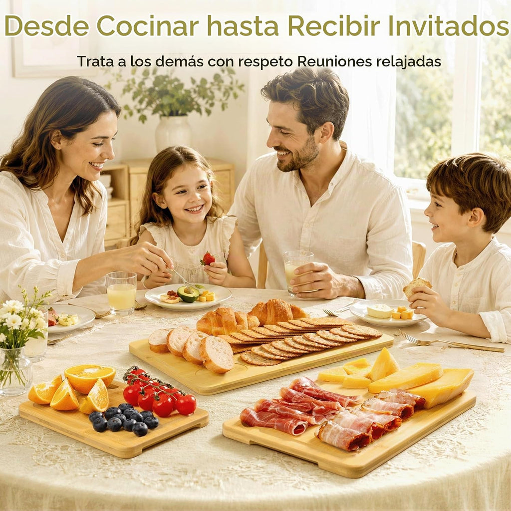 Astercook Nature - Tablas de cortar de bambú para cocina con soport...