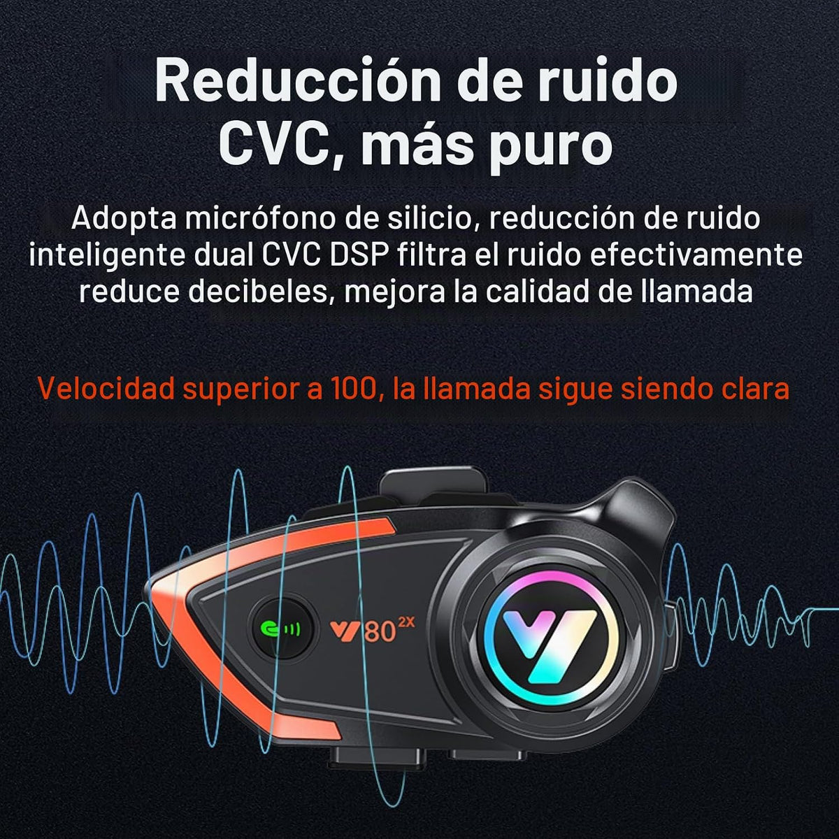 Khptop Casco de motocicleta Auriculares Bluetooth 1,640.4 ft 2 Jine...
