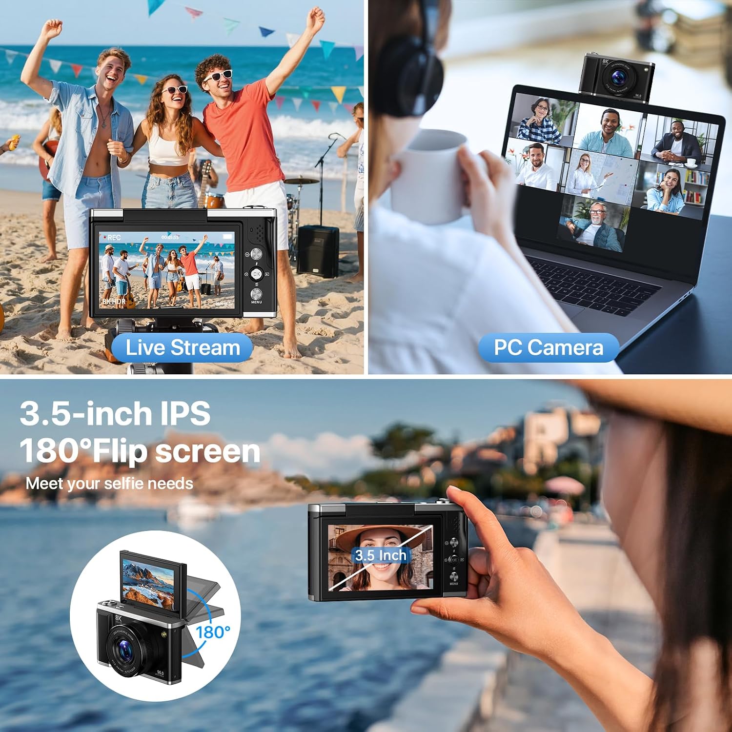 Cámara digital 8K para fotografía con WiFi 96MP Autofocus Vlogging...