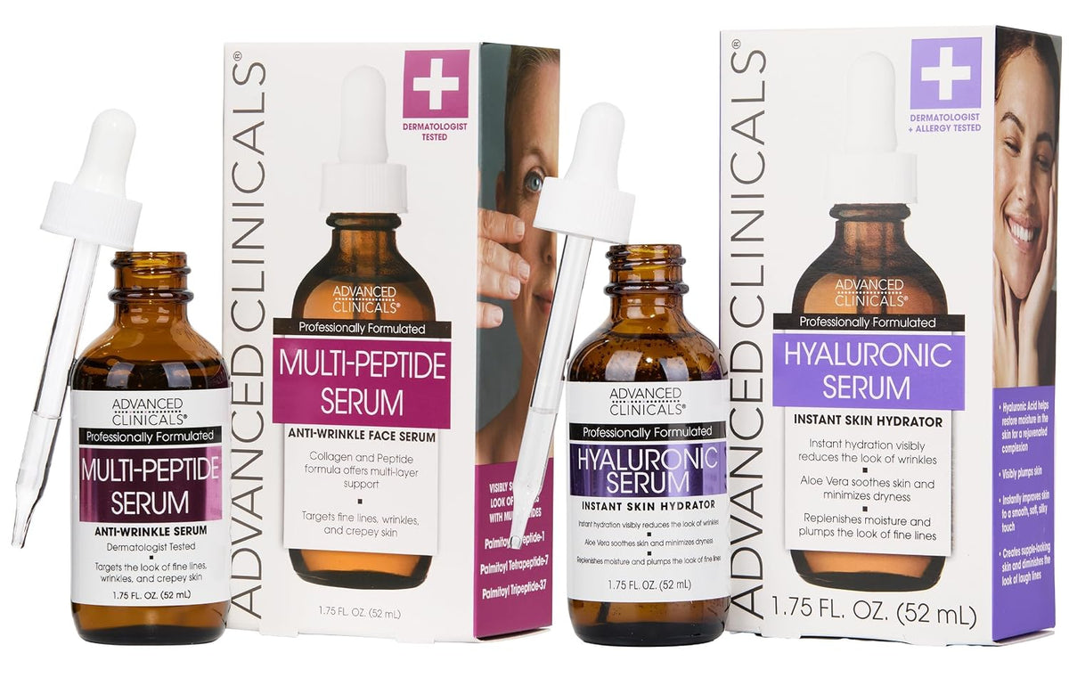 Advanced Clinicals Suero facial hidratante de ácido hialurónico + s...
