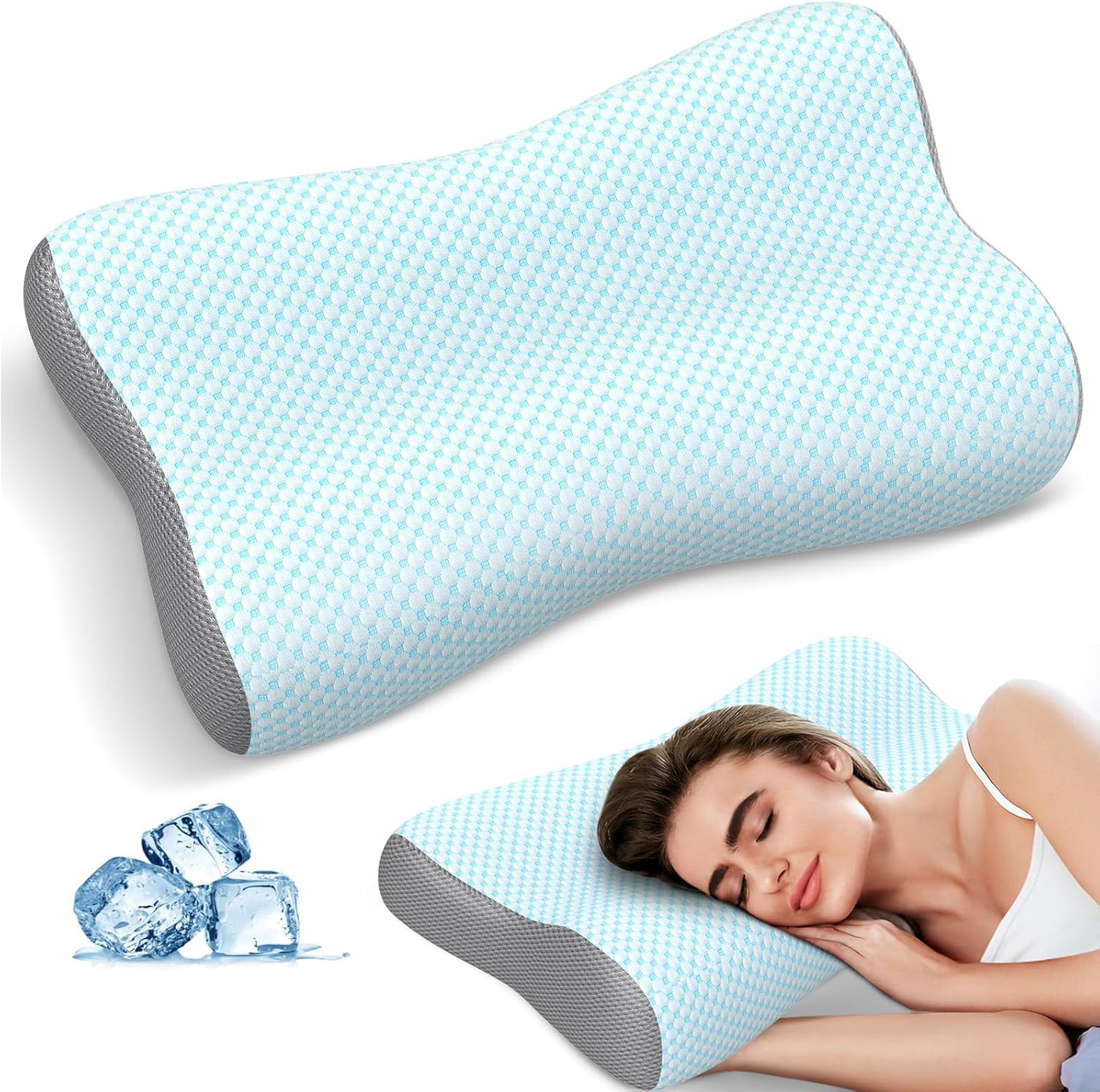 Almohada cervical de contorno de espuma viscoelástica para aliviar...