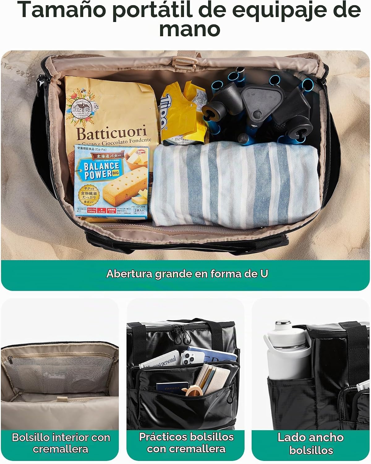 BAGSMART Bolso de viaje enrollable con ruedas, bolsa de equipaje de...