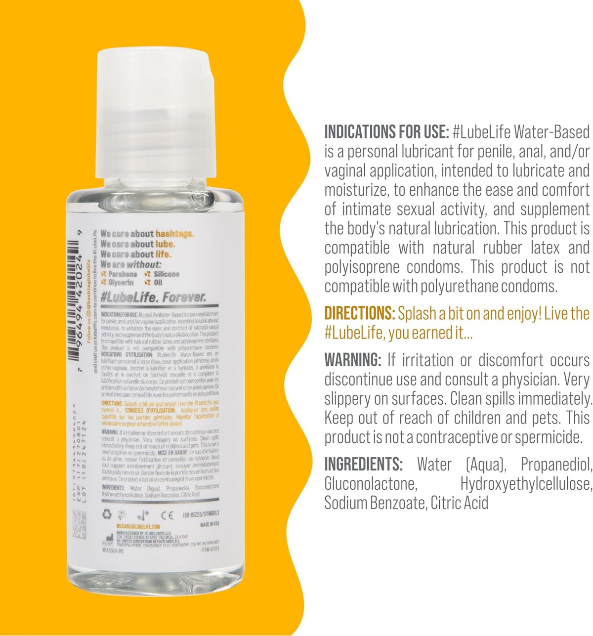 LUBELIFE Lubricante personal lubricante a base de agua para hombres...