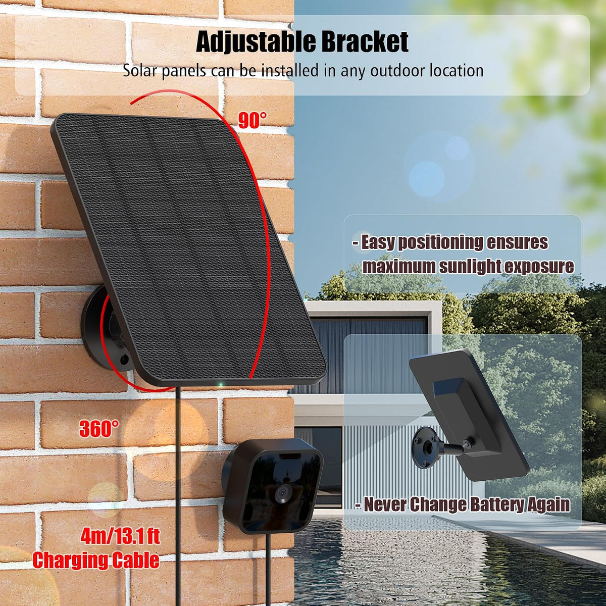 Rhorawill Paquete de 4 paneles solares para Blink Outdoor 2K+\/4(4....