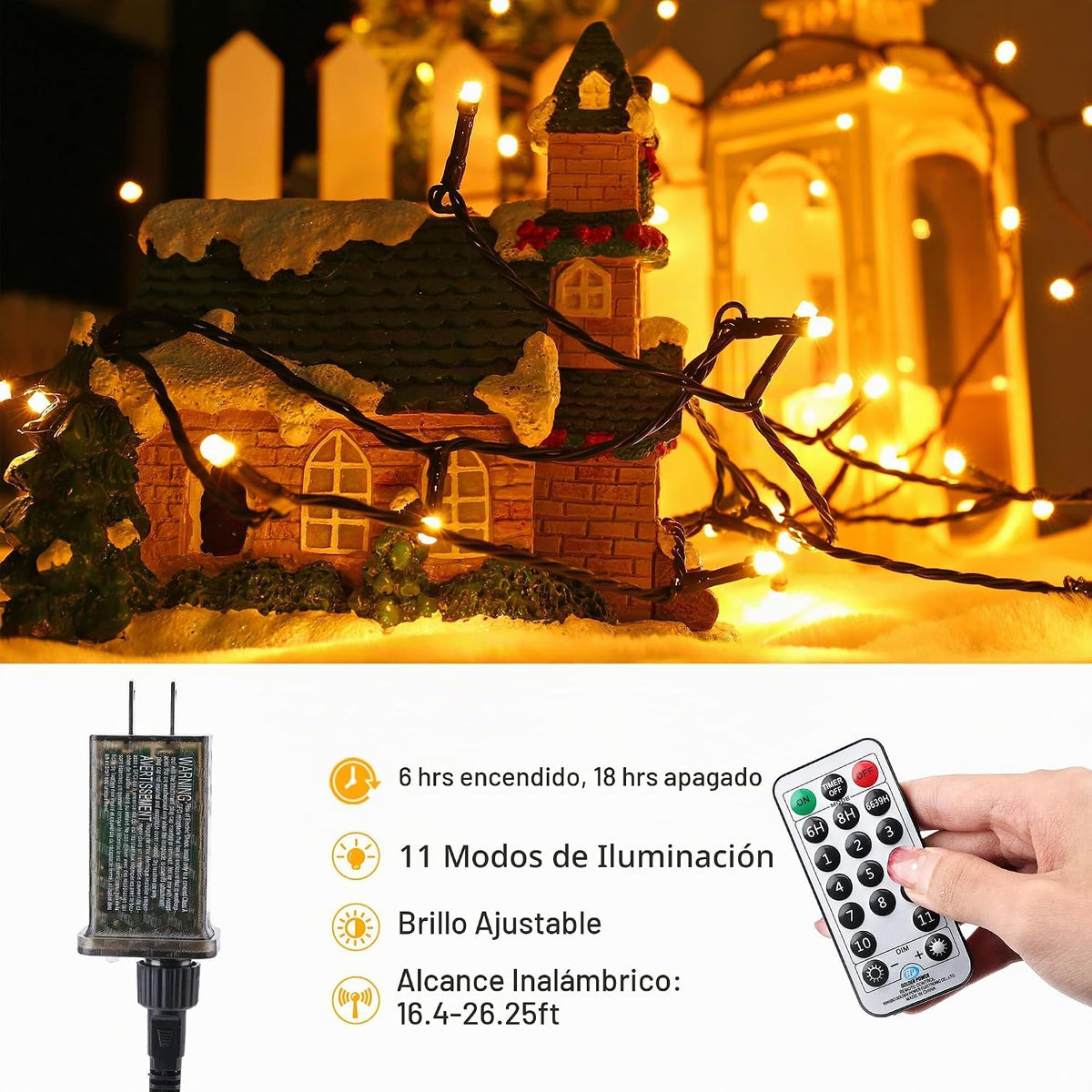 Luces para árbol de Navidad Brizled, 65,67 pies, 200 LED, paquete d...