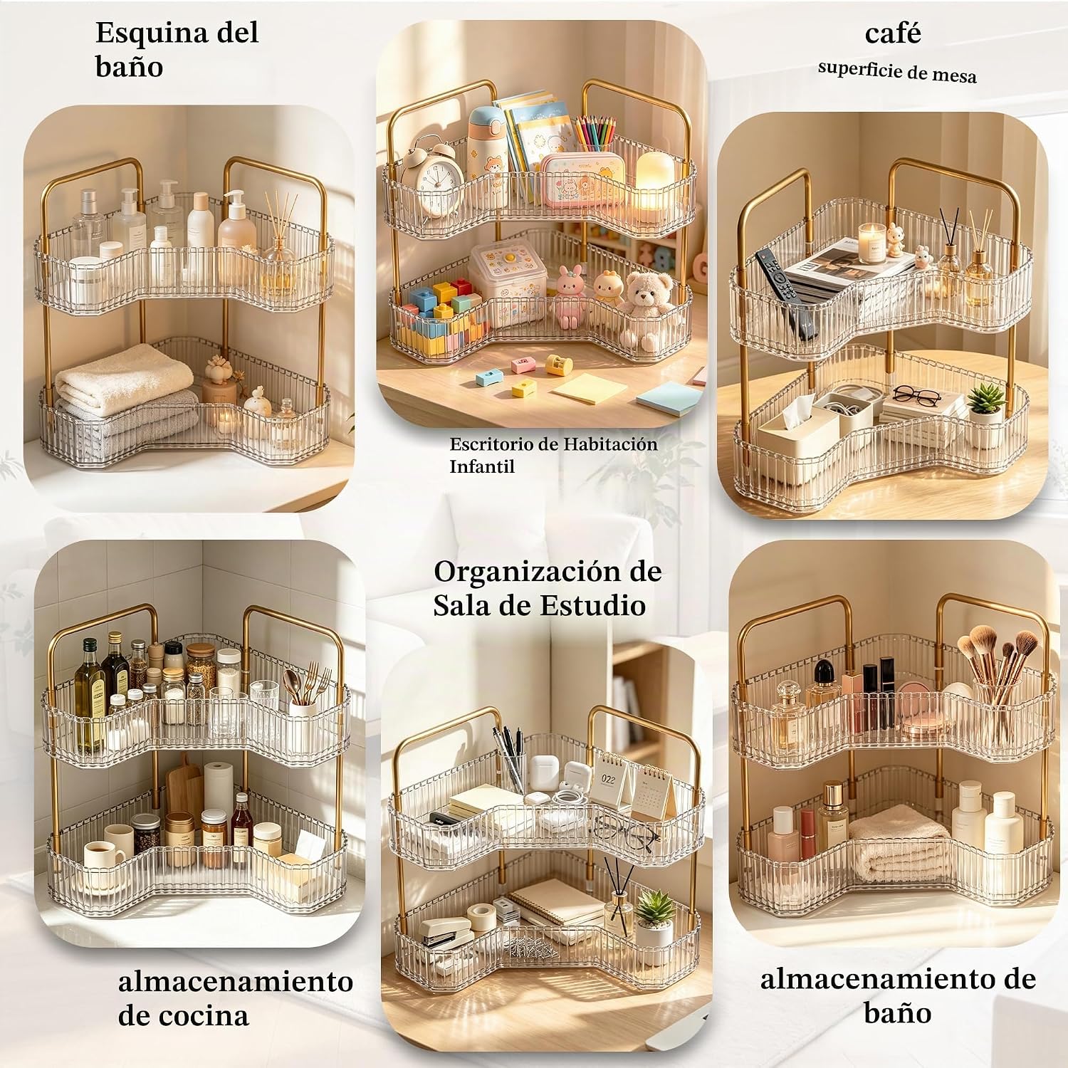 Organizador de baño esquinero de 2 niveles, estante para mostrador...