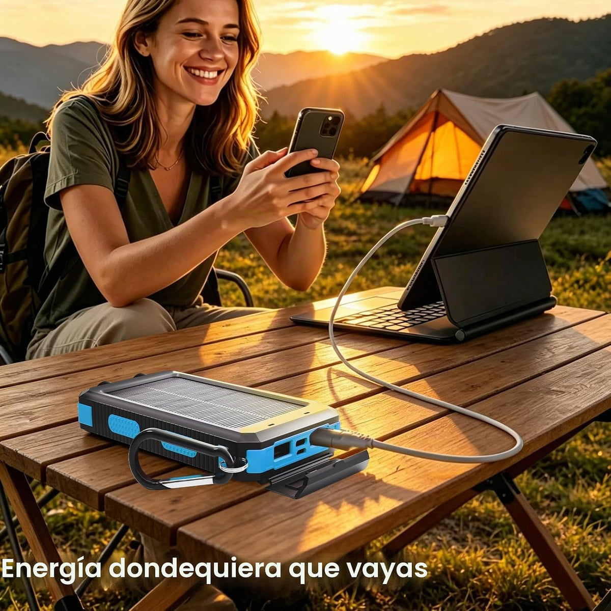 Banco de energía solar 38800mAh cargador portátil para teléfono con...