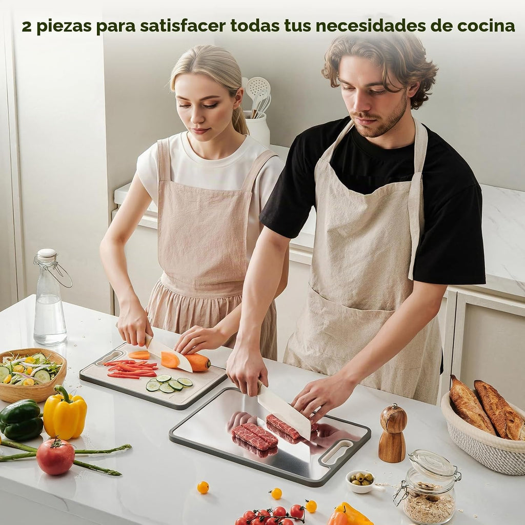 Vocvee Tabla de cortar de titanio de 2 piezas, tabla de cortar de d...