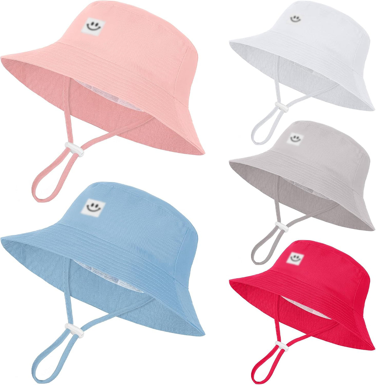 Cooraby Paquete de 5 sombreros de sol ajustables para bebé, sombrer...