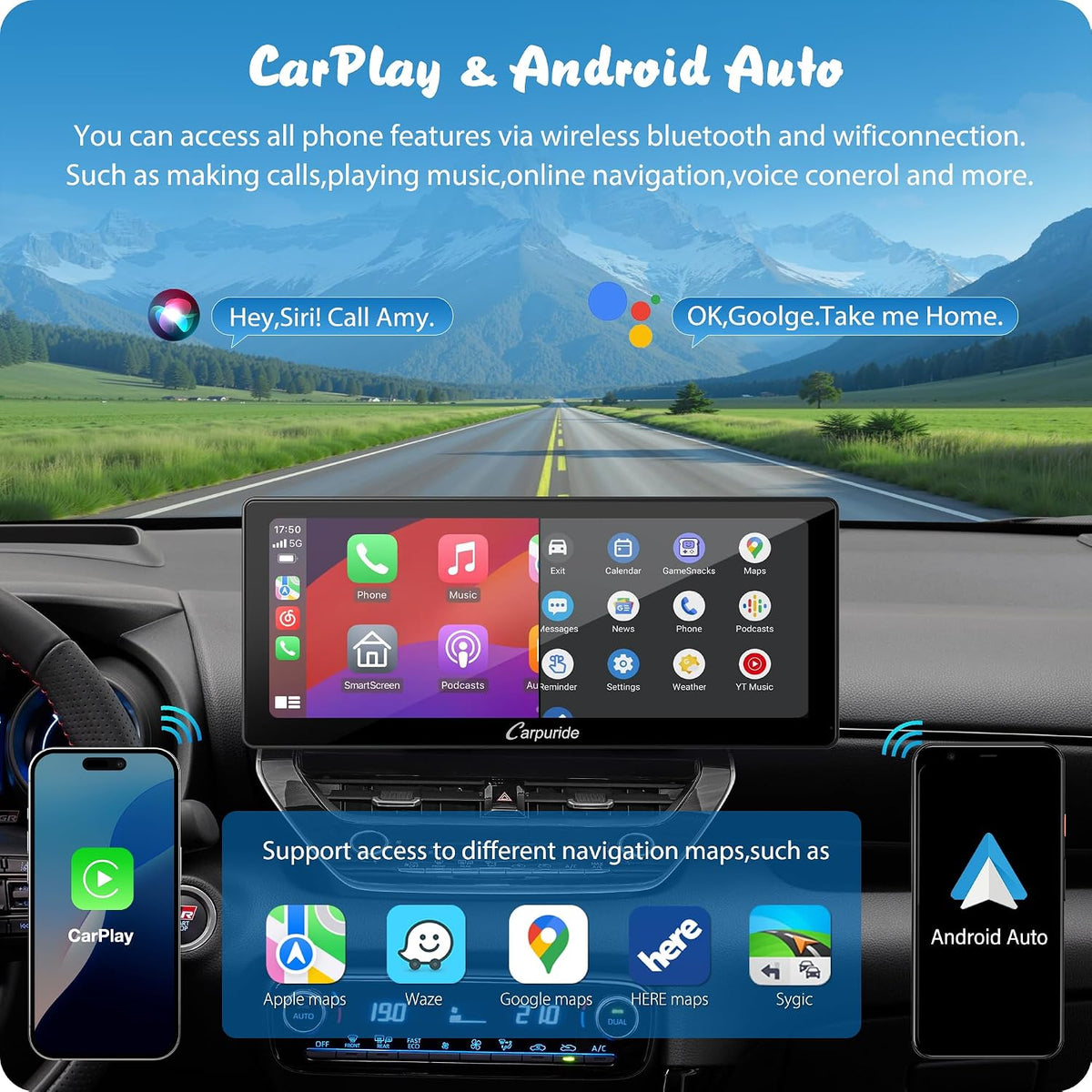 Carpuride W103 Pro 10.3" CarPlay Android Transmisor Bluetooth Auto...