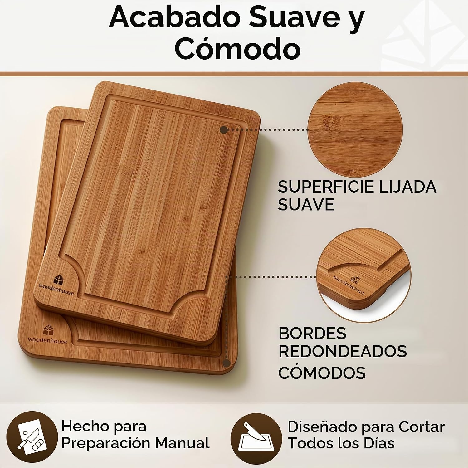 Juego de tablas de cortar de madera de 3 piezas \u2013 Tabla de cor...