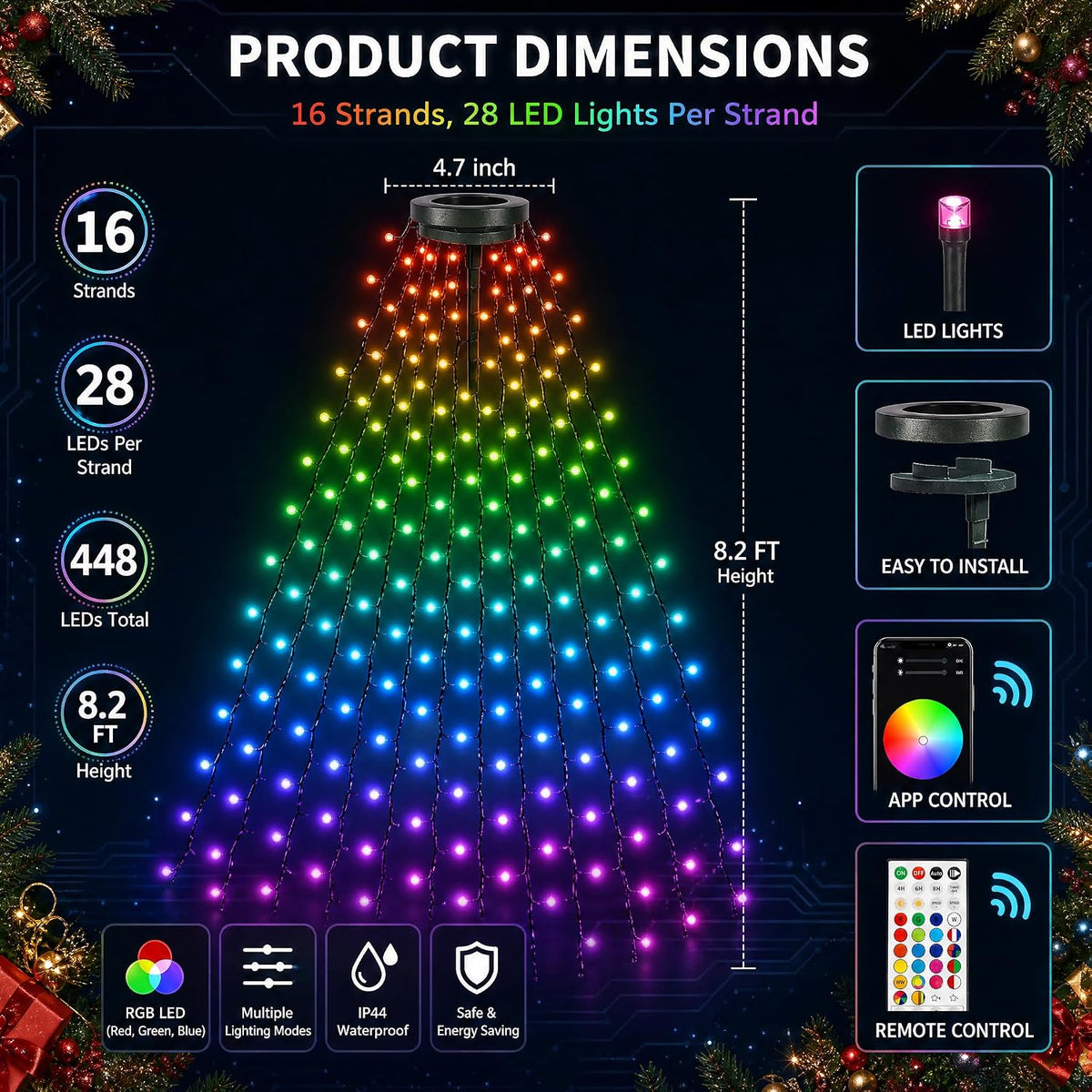 Dazzle Bright 448 luces LED inteligentes que cambian de color en ca...