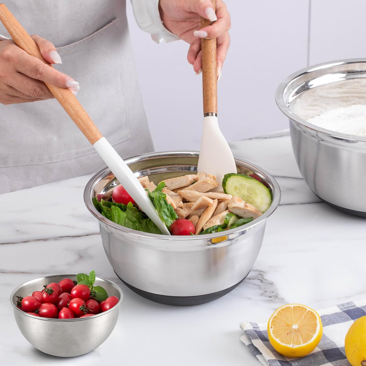 COOK WITH COLOR Juego de tazones para mezclar de acero inoxidable c...
