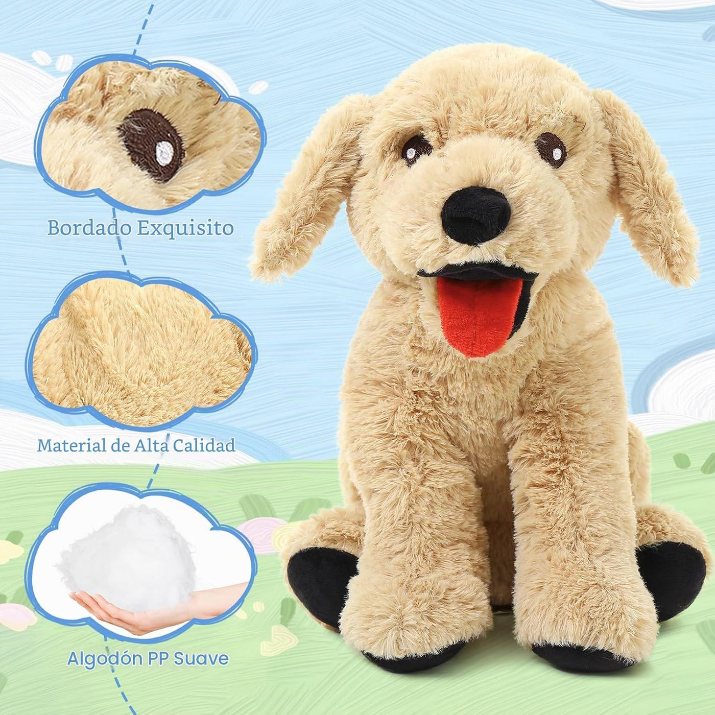 Lanmore Peluche de perro y cachorro Golden Retriever, almohada de p...