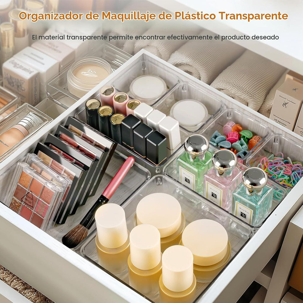 Criusia - Juego de 18 organizadores de cajones de plástico transpar...
