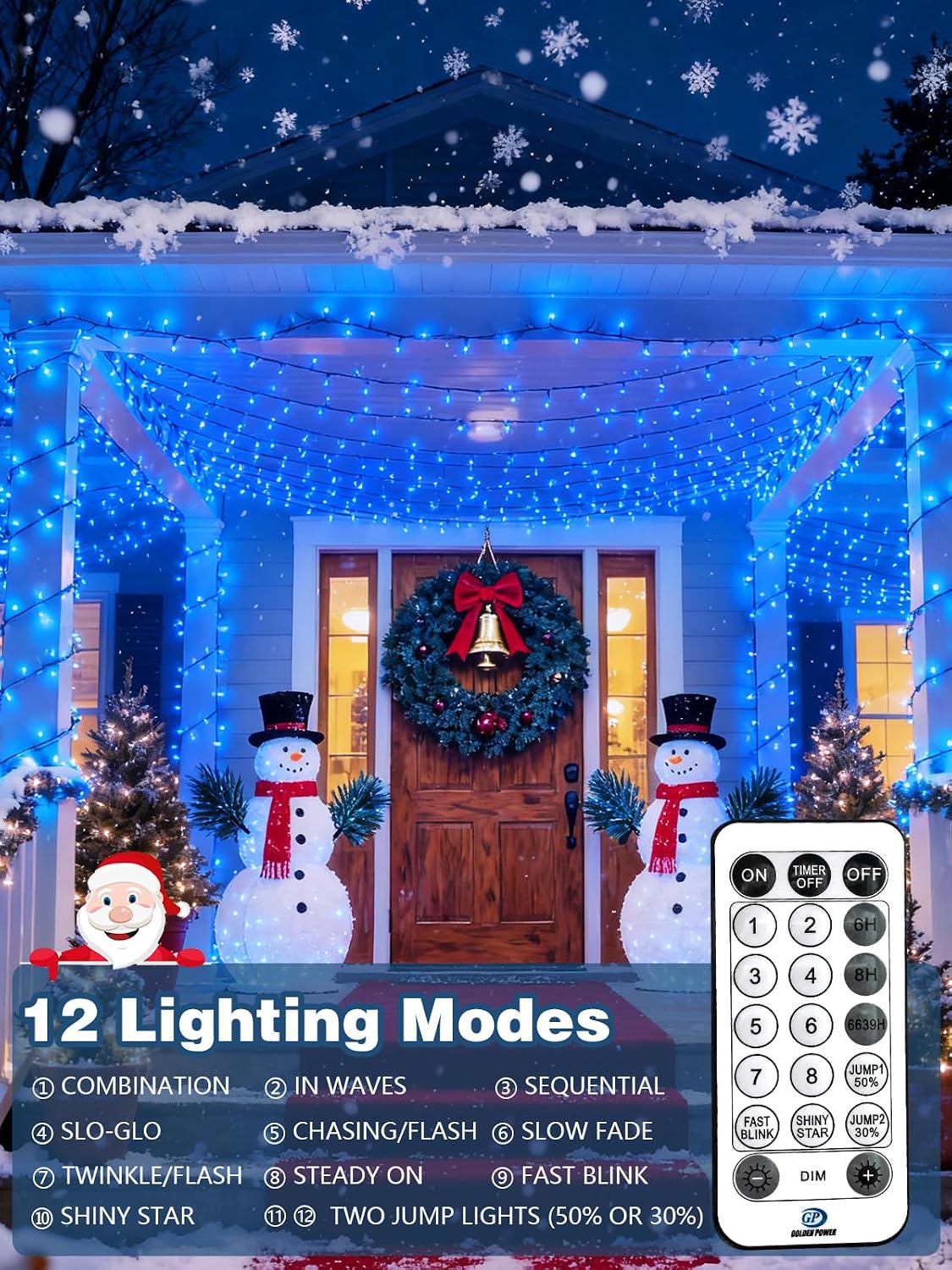 Guirnalda de luces navideñas de 300 LED, 99 pies, controladas por v...