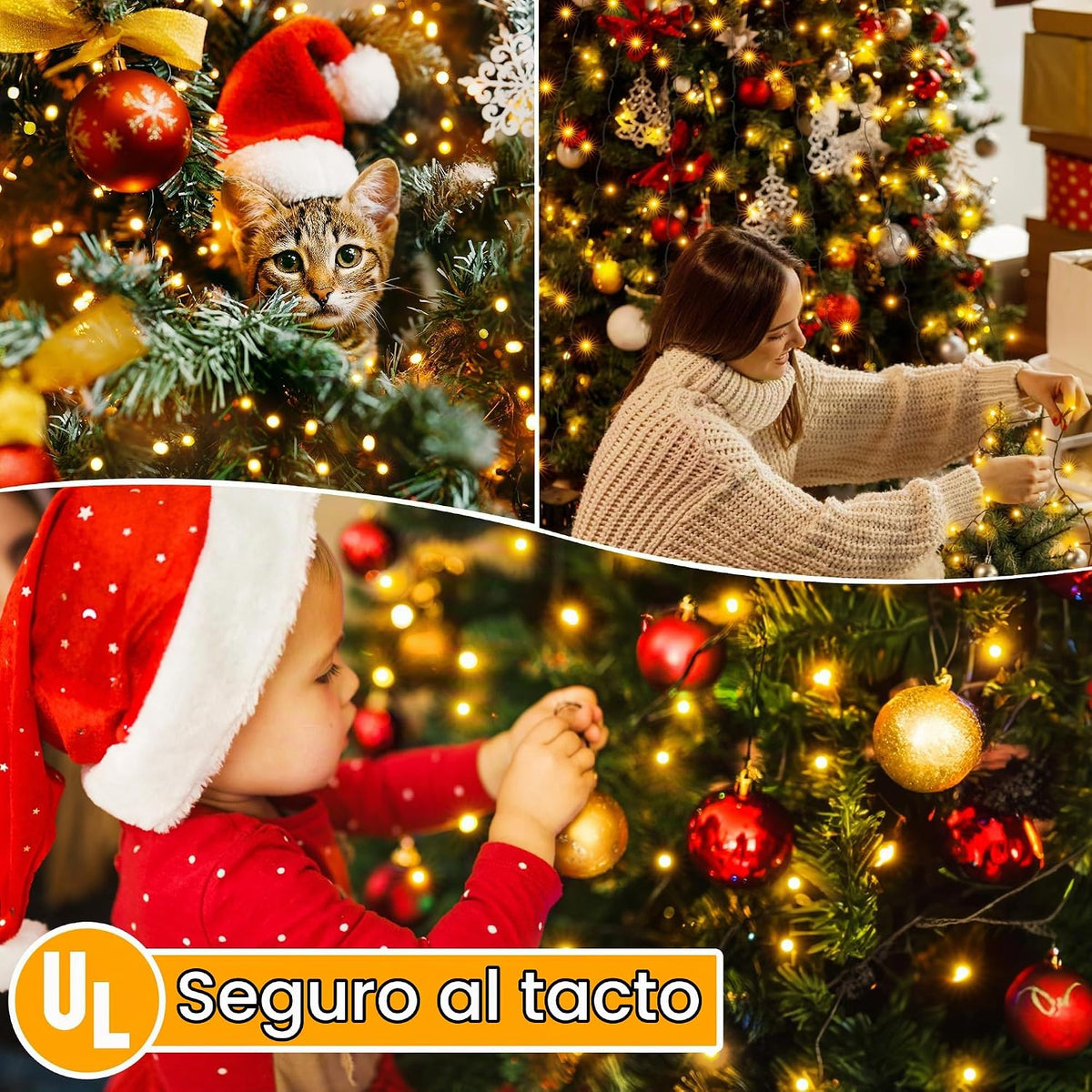 Ollny - Luces para árbol de Navidad, 400 LED, 8.2 pies x 16 cuerdas...