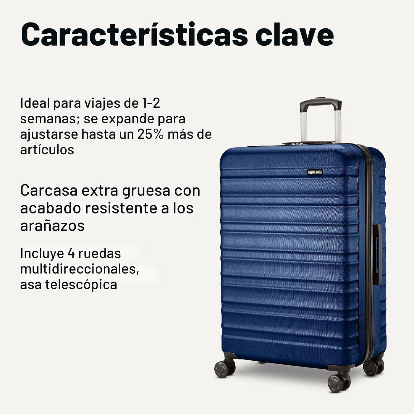 Amazon Basics Maleta rígida giratoria, equipaje de mano expandible...