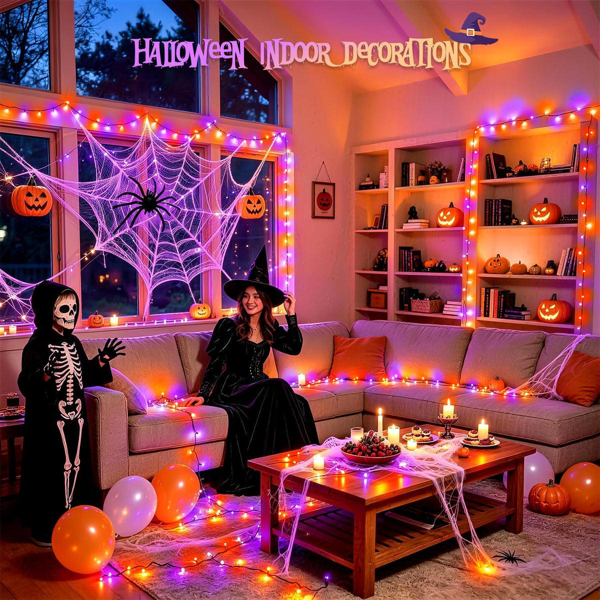 JMEXSUSS - Cadena de luces de Halloween de 250 luces LED naranja y...
