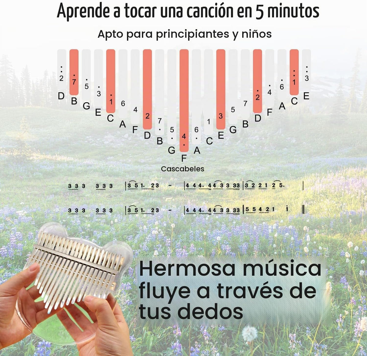 Piano de Pulgar Acrílico Kalimba, YUNDIE Portátil 17 Teclas Piano d...