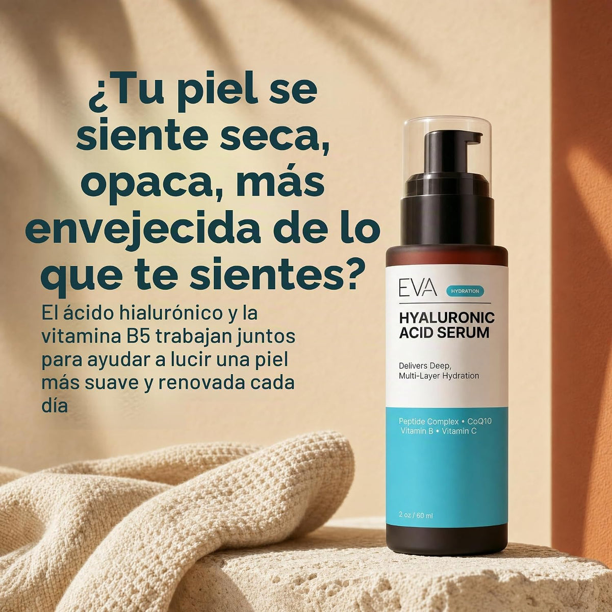 Eva Naturals - Suero facial de ácido hialurónico, antienvejecimient...