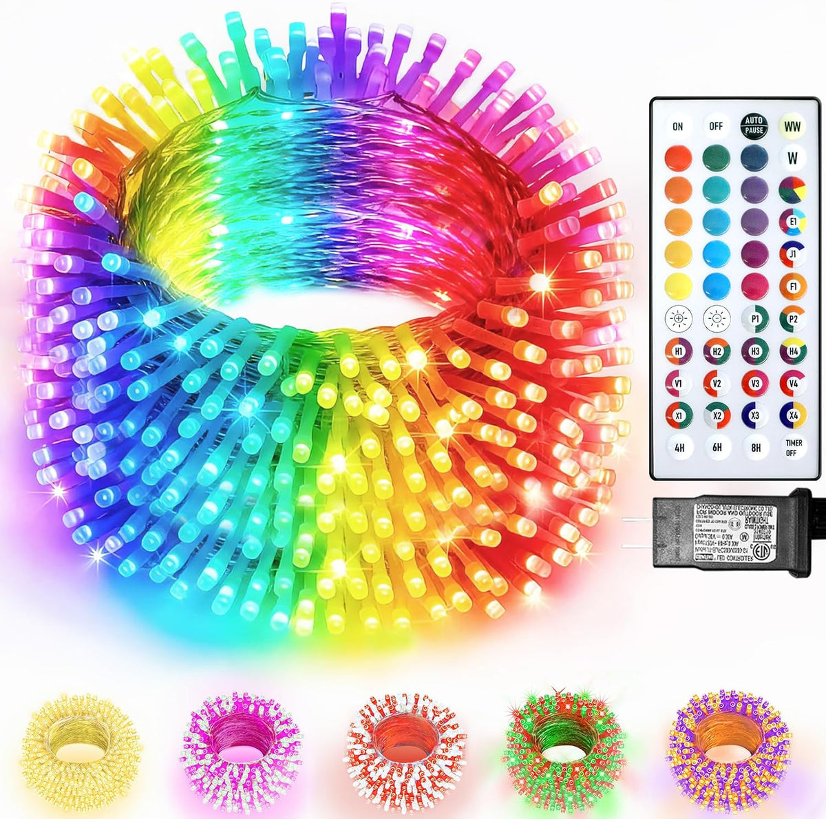 Luces de Navidad que cambian de color, 200 luces LED de 35 colores...